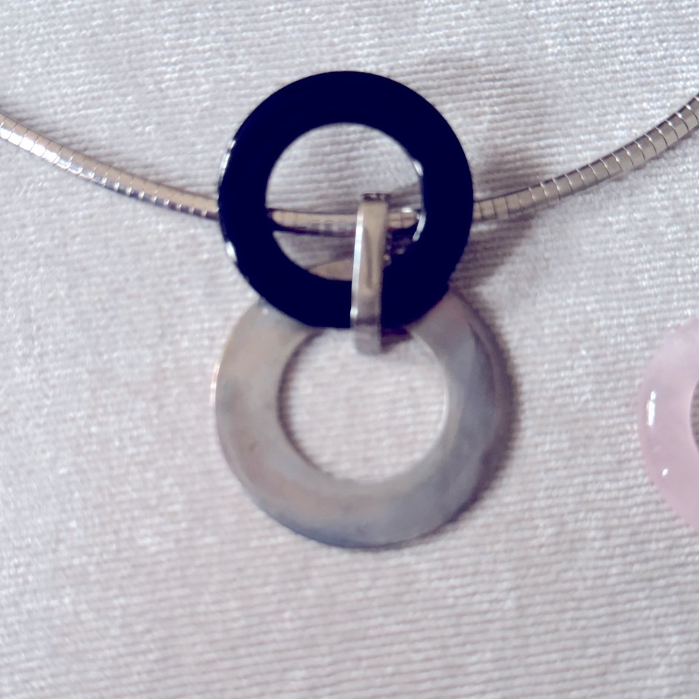 Sterling Silver 18” choker interchangeable stones Jade,Onyx,TigersEye,Amethyst - Picture 3 of 13